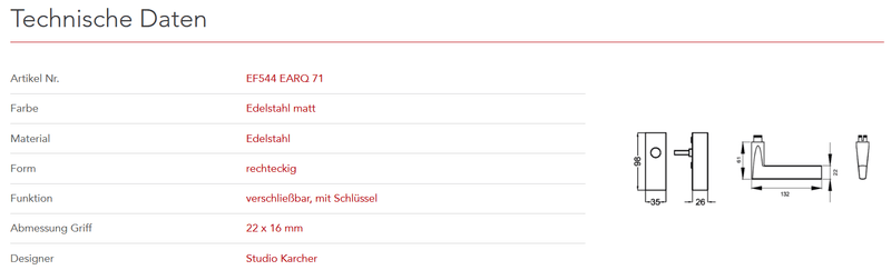 Karcher Design | Fenstergriffe | MODELL MONTANA | Edelstahl matt