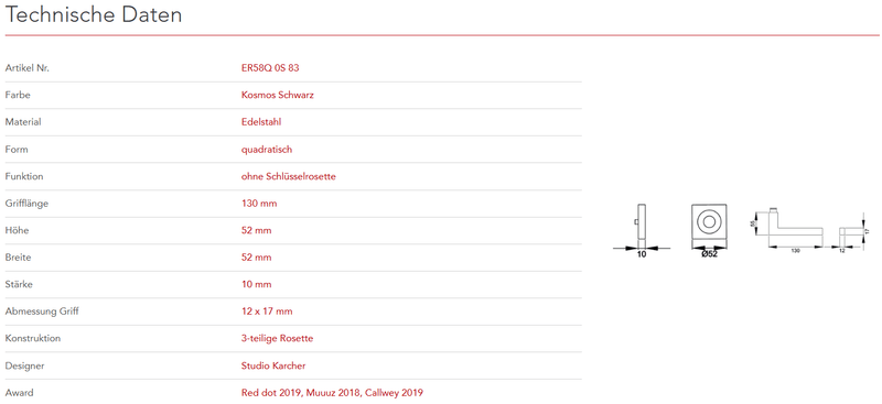 Karcher Design | MODELL BOSTON ER58 QUADRATISCH | Kosmos Schwarz