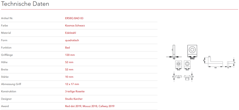Karcher Design | MODELL BOSTON ER58 QUADRATISCH | Kosmos Schwarz