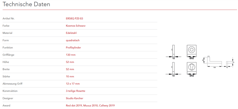 Karcher Design | MODELL BOSTON ER58 QUADRATISCH | Kosmos Schwarz