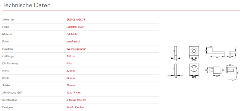 Karcher Design | MODELL BOSTON ER58 QUADRATISCH | Edelstahl matt