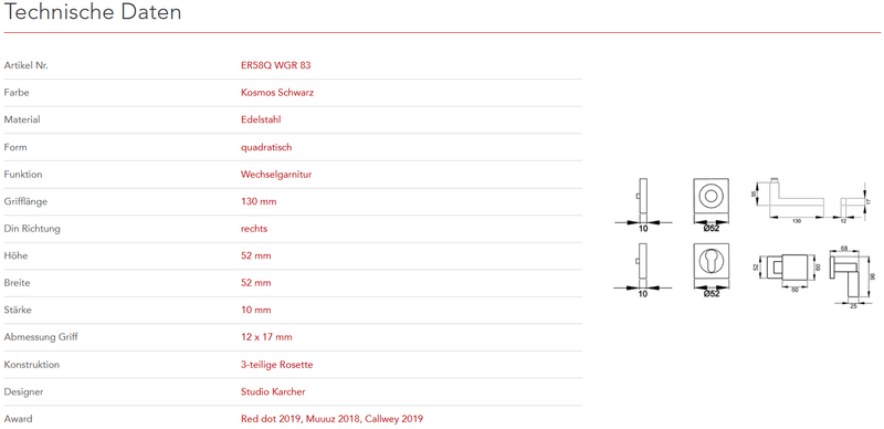 Karcher Design | MODELL BOSTON ER58 QUADRATISCH | Kosmos Schwarz