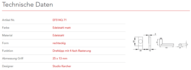 Karcher Design | Fenstergriffe | MODELL LONDON | Edelstahl matt