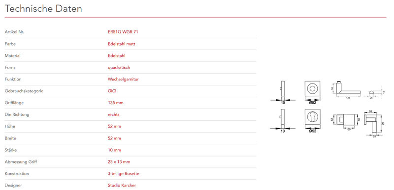 Karcher Design | MODELL LONDON ER51 QUADRATISCH | Edelstahl matt