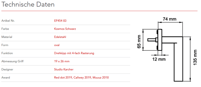Karcher Design | Fenstergriffe | MODELL MADEIRA | Kosmos Schwarz