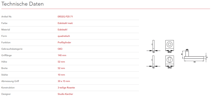 Karcher Design | MODELL MILANO ER52 QUADRATISCH | Edelstahl matt