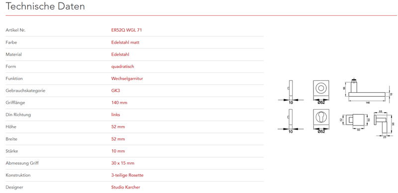Karcher Design | MODELL MILANO ER52 QUADRATISCH | Edelstahl matt