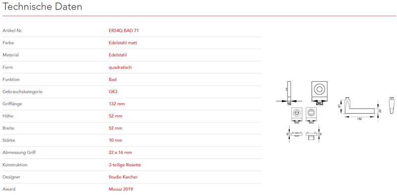 Karcher Design | MODELL MONTANA ER54 QUADRATISCH | Edelstahl matt