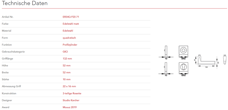 Karcher Design | MODELL MONTANA ER54 QUADRATISCH | Edelstahl matt