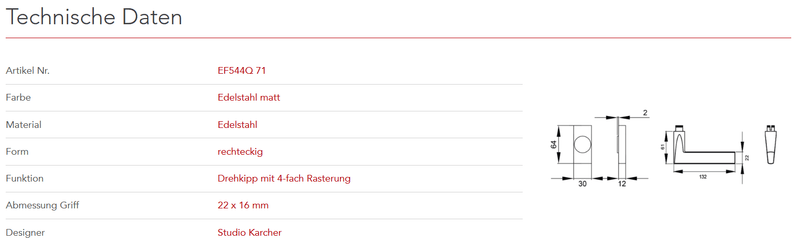 Karcher Design | Fenstergriffe | MODELL MONTANA | Edelstahl matt