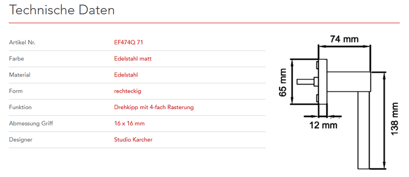 Karcher Design | Fenstergriffe | MODELL PORTLAND | Edelstahl matt