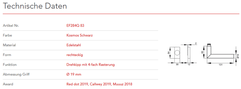 Karcher Design | Fenstergriffe | MODELL RHODOS | Kosmos Schwarz