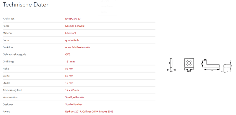 Karcher Design | MODELL SEATTLE ER46Q QUADRATISCH | Kosmos Schwarz