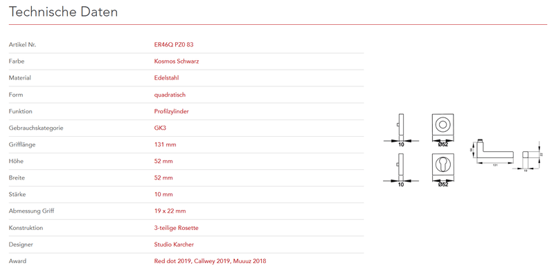 Karcher Design | MODELL SEATTLE ER46Q QUADRATISCH | Kosmos Schwarz