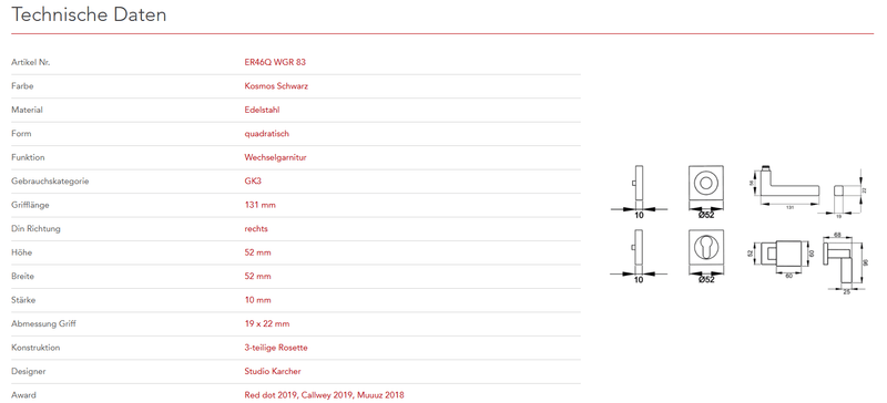 Karcher Design | MODELL SEATTLE ER46Q QUADRATISCH | Kosmos Schwarz
